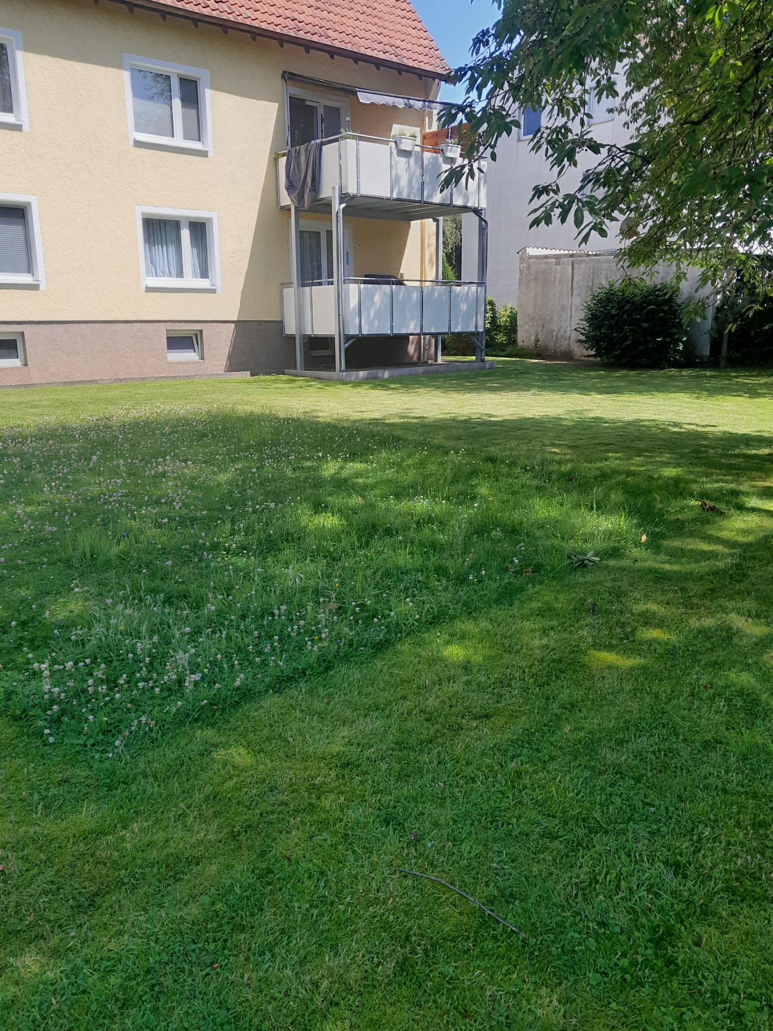 Gepflegte Rasenfläche nach ausgeführten Pflegearbeiten
